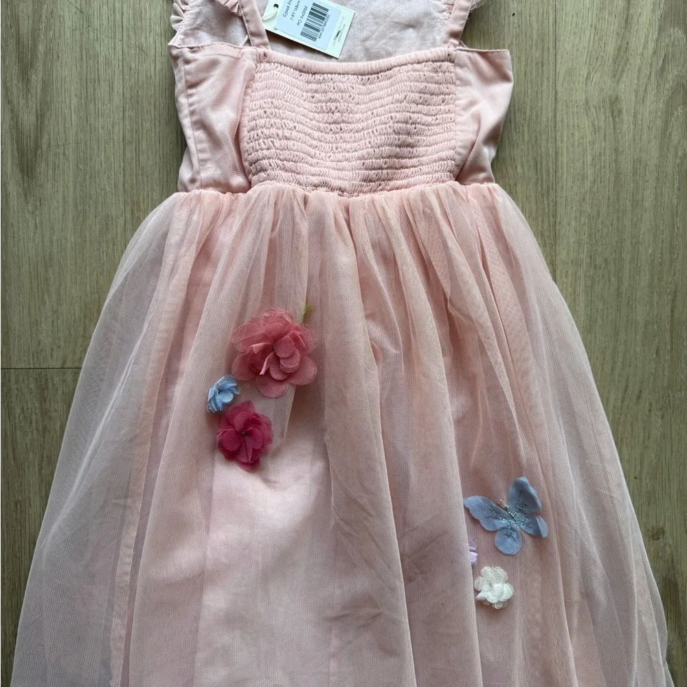 NWT Mini Boden Pink tulle dress with butterfly embroidery - Picture 5 of 6